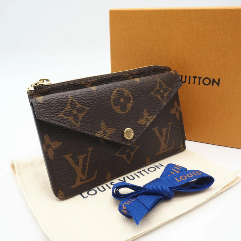 Louis Vuitton Monogram Portefeuille Recto Verso Card Case Brown Beige Canvas